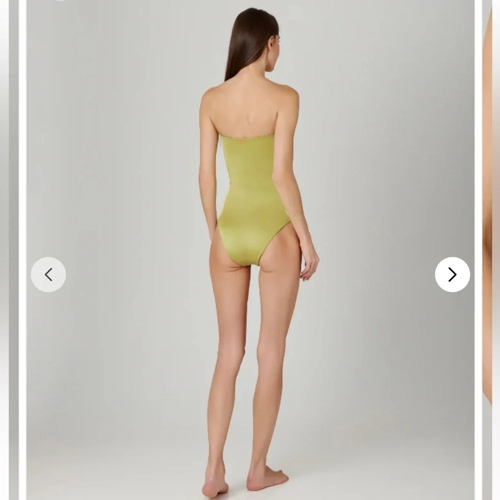 NWOT Bahia Maria Green Strapless Swimsuit with‎ White Accents